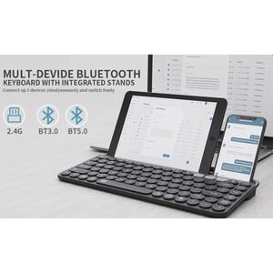 Multi-Device Bluetooth Wireless Keyboard with‎ Integrated Tablet Stand